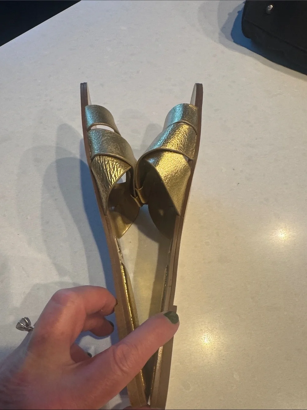 Zara Gold Metallic Leather Slide Sandals size 39 - Picture 8 of 9